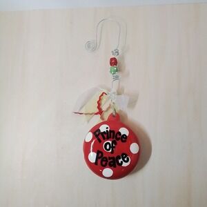 Prince of‎ Peace Christmas Ornament Red White Polka Dot Cross Holiday Decor
